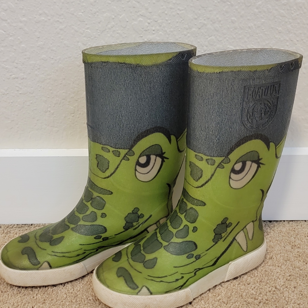 Boatilis Kids Green Crocodile Rain Boots/Size 11T